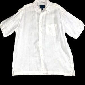 Jos. A. Bank Reserve 100% Linen Crisp White Short Sleeve Size XL Button up Beach